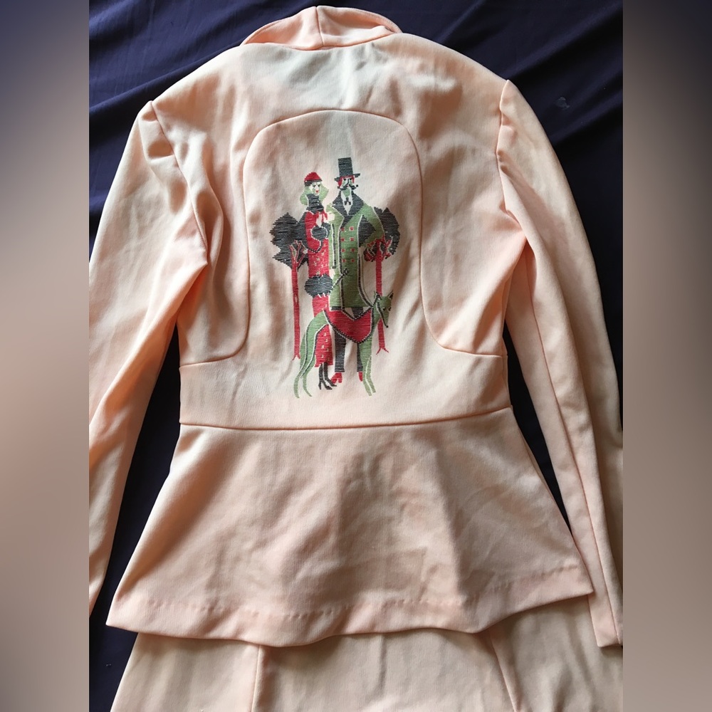 Awesome and Unique Vintage Peach Color Jacket with Matching Skirt